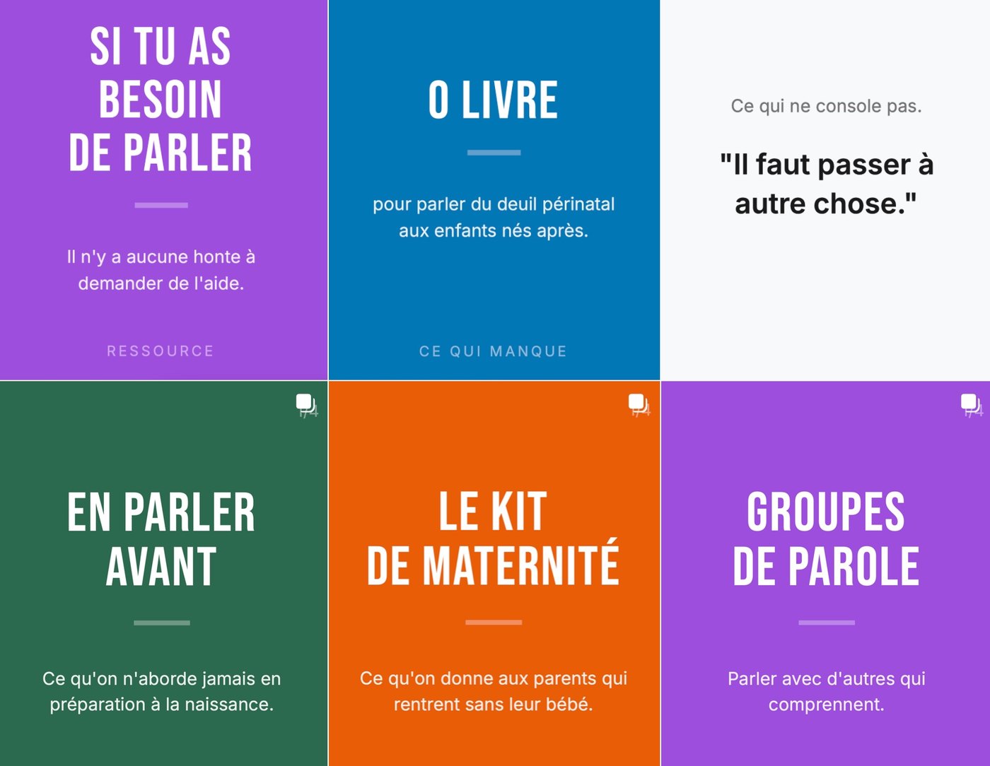 Cartes de la cartographie du deuil périnatal sur Instagram